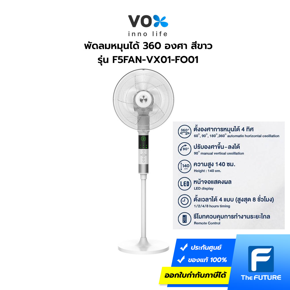 พัดลม360องศษ-Vox-สีขาว-01 พัดลมหมุนได้ 360 องศา Vox สีขาว มีรีโมท